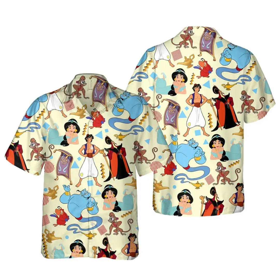 Disney Aladdin E Jasmine Princess Camicia Hawaiana Camicie A Maniche Corte Per Bambini Da Donna Da Uomo Camicie Hawaiane Disney Camicie Da Spiaggia