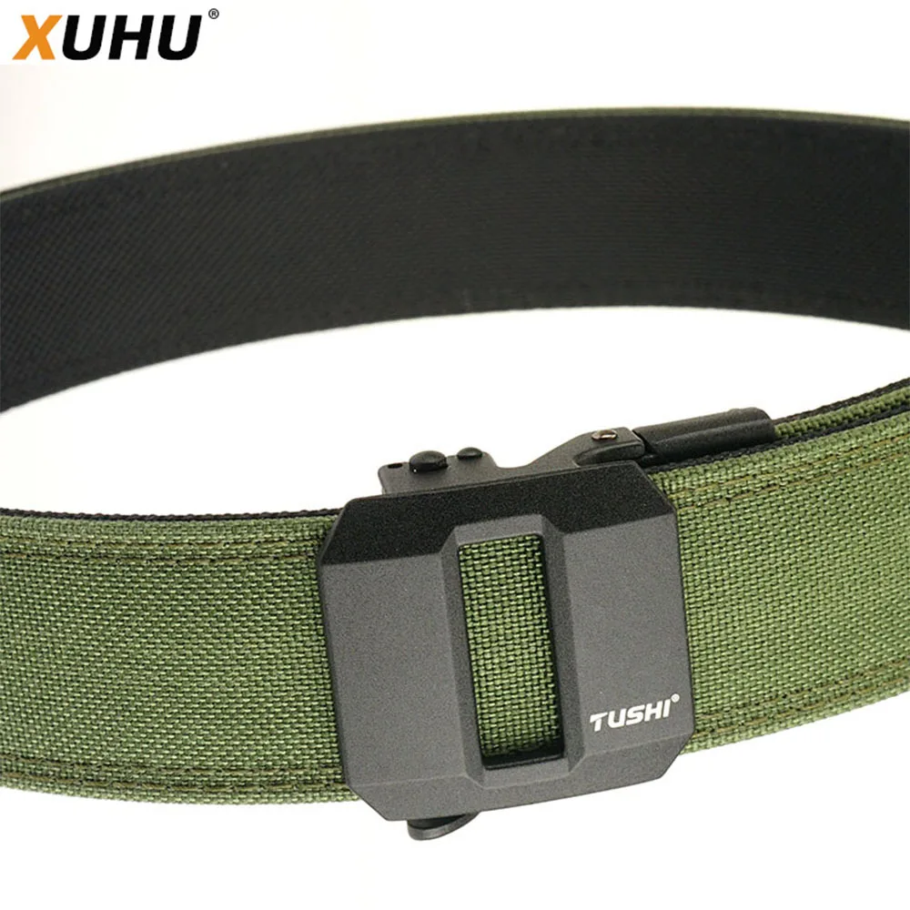 

XUHU New Hard Tactical Gun Belt for Men Metal Automatic Thick Nylon Military Belt Casual Belt IPSC Girdle Male