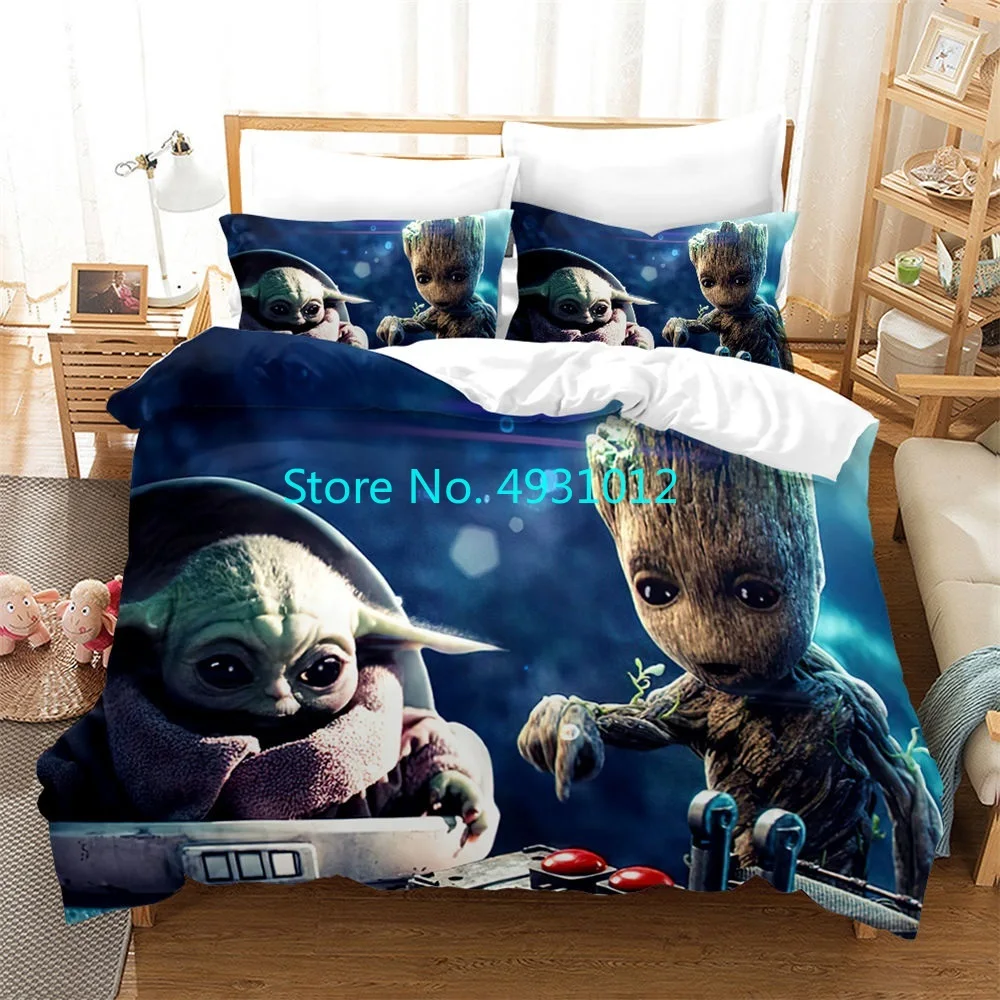 

Anime Alien Yoda Black Warrior StarW-Wars Baby Kids Bedding Sets 3D Cartoon Duvet Cover Set Pillowcase Bedroom Decor Bedclothes