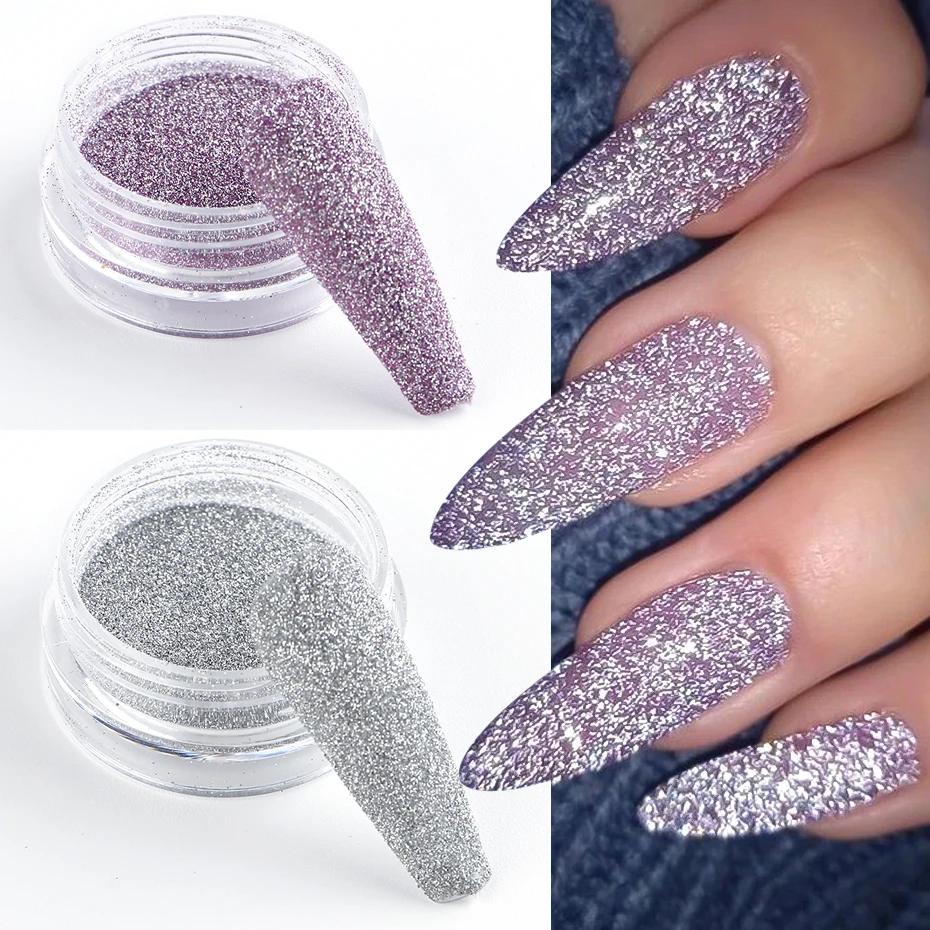 Reflective Glitter Nail Powder Dust Color-Change Holographic Crystal Diamond Chrome Pigment Dipping Powder Manicure Decoration