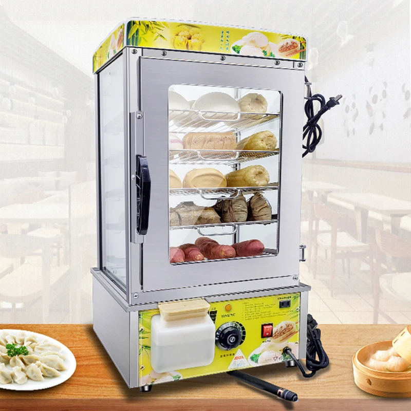 5 Layer Steamed Bun Machine Commercial Desktop Small Glass Steamer Steamed Bun Display Cabinet Fully Automatic Warming Cabin good price tnd series cabinet 20kva 20kw lcd high precision automatic ac voltage stabilizer