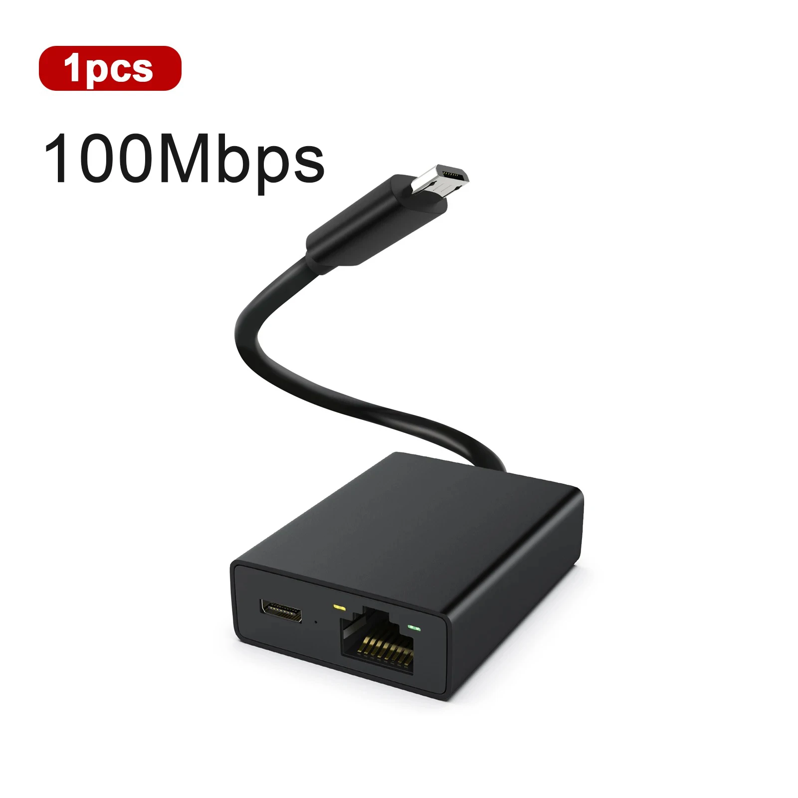 Adattatore Ethernet Micro USB A RJ45 Per Fire TV Stick, Chromecast, Google Home – Fino A 100Mbps, Lega Di Alluminio, Con Nastro Adesivo