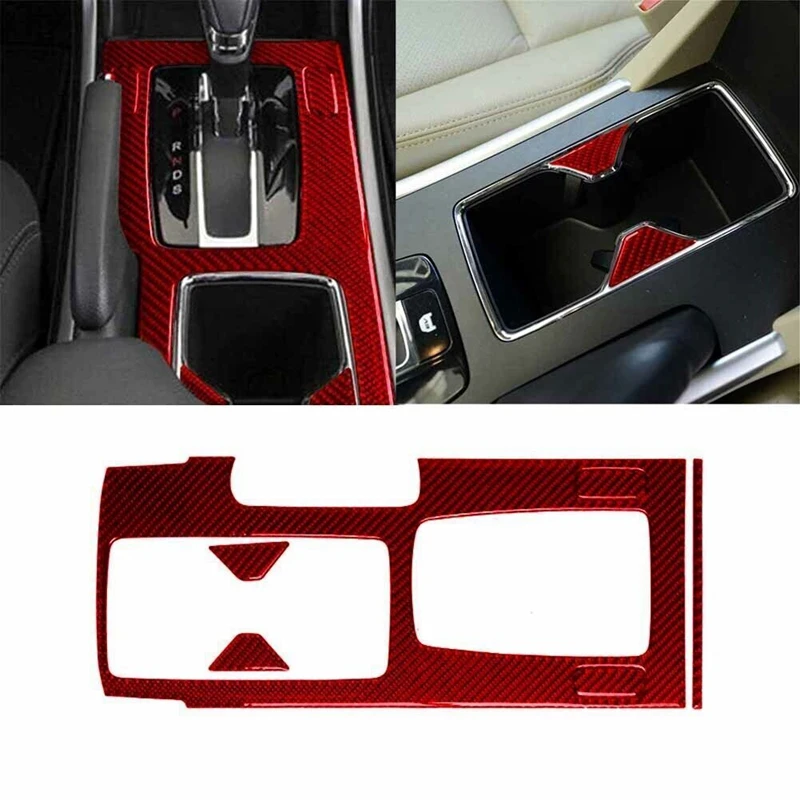 

6Pcs Red Carbon Fiber Interior Gear Shift Cover Trim Set For Honda Accord 2013-2017 Parts