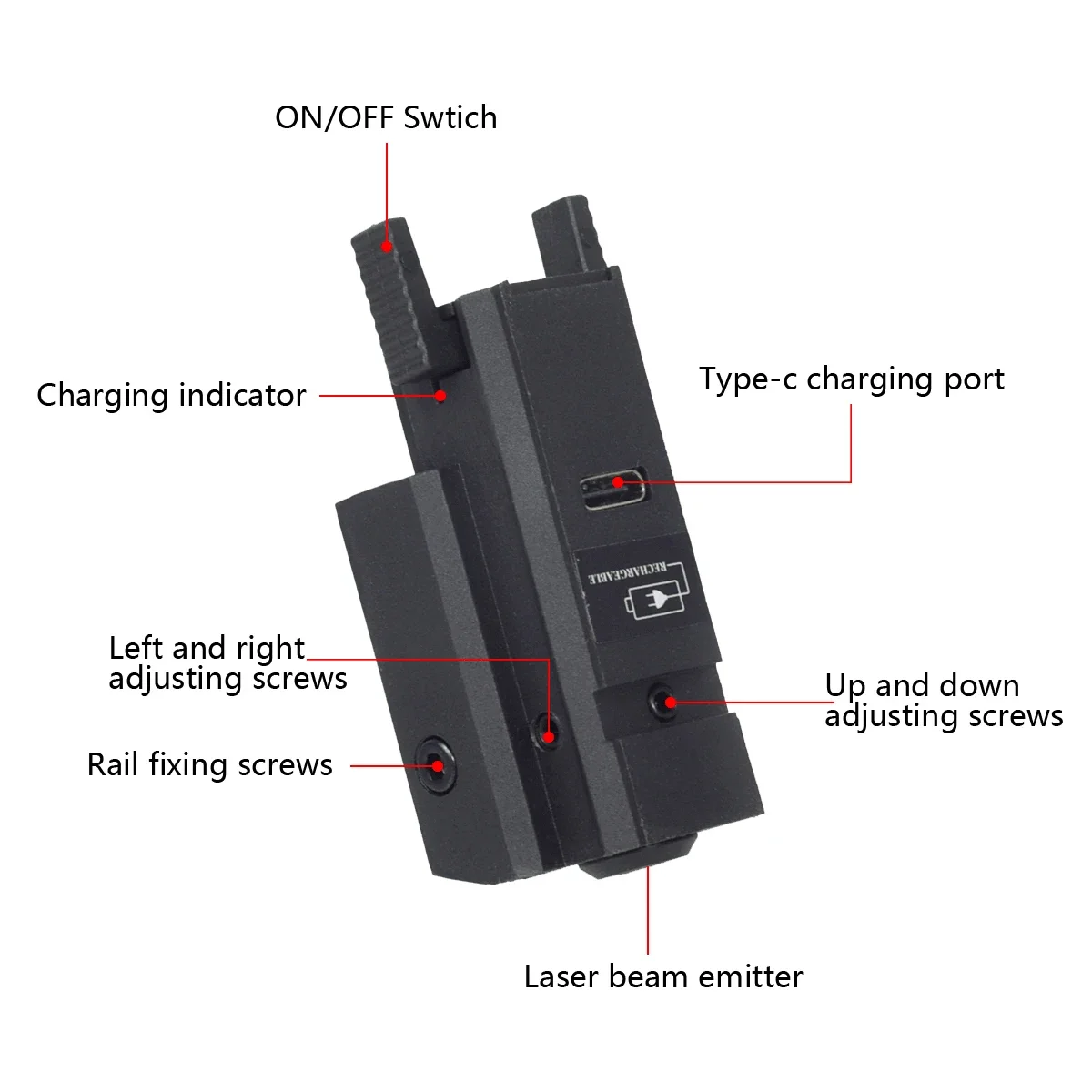 Green Red Dot Laser Sight USB Charging Laser Pointer Shooting Sights For 11mm 20mm Rail Airsoft Glock 17 19 Pistol Rifle Hunting
