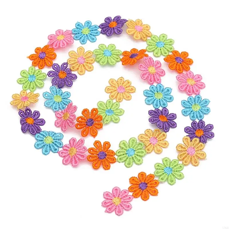 15 Yards Color for Sun Flower Decorating Lace Embroidered Trim Ribbon Appl
