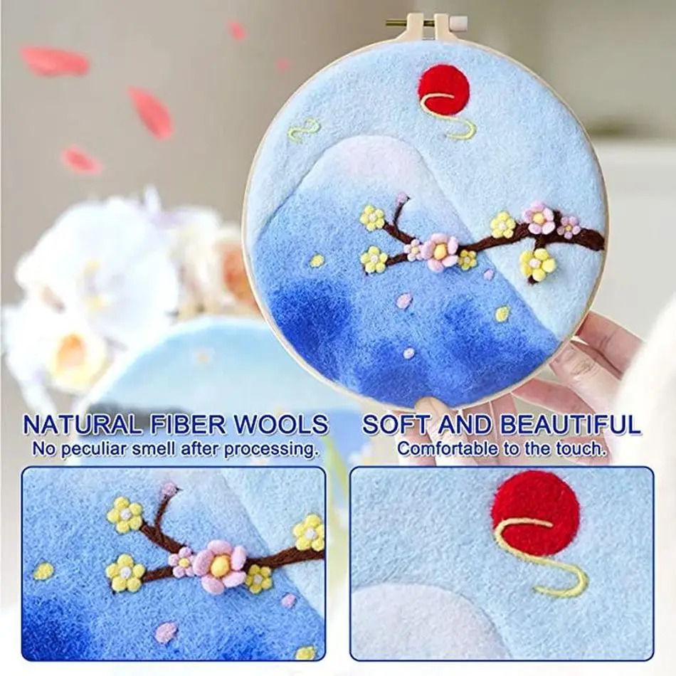 CHENISTORY 20x20cm Felt Painting Flower Picture Handmade Wool Needle Felting  Kits Handmade Decor Home For Adults kids gift - AliExpress