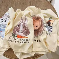 Children Long Sleeve T Shirt Cute Cartoon Animal Print Baby Casual Pullover Boys Long Sleeve Tops Soft Cotton Girls Sweatshirt 2