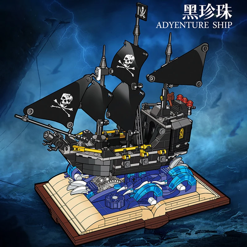 

2023 Pirates of the Caribbean Boat Queen Anne Black Pearl Model Creative Ship DIY Building Blocks Bricks Children Toys Gifts