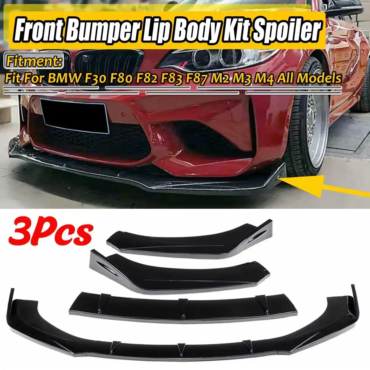 

For F30 Universal Car Front Bumper Lip Deflector Lips Spoiler Splitter Lip Diffuser For BMW F30 F80 M3 F82 M2 M3 M4 Body Kit