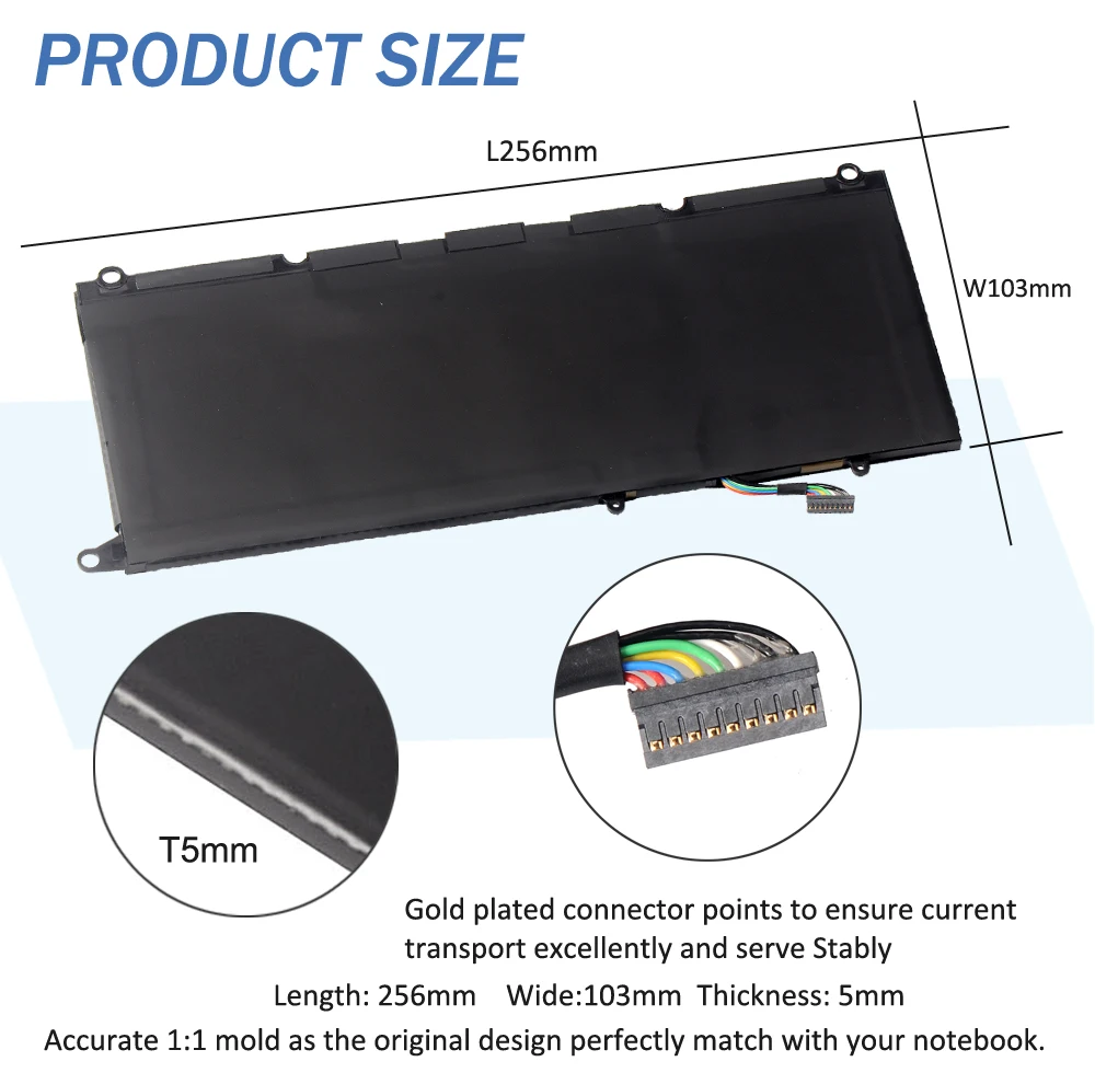 Etesbay-bateria do Portátil para Dell Pw23y Xps 13 9360 9350 13d 9343 Rnp72 Jd25g Jhxpy Rwt1r P54gtp1gt 5k9cp Din02 7.6v 60wh - Imagem 5