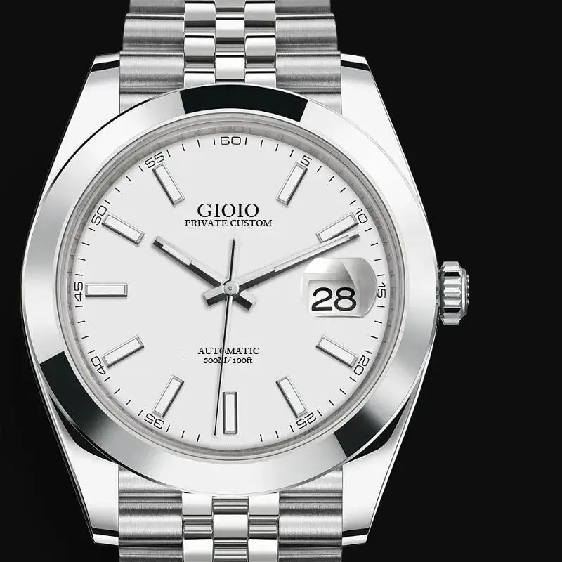 Luksusowy zegarek męski, wysokiej klasy, automatyczny, nakręcany mechanicznie, ze stali nierdzewnej, czarny, biały, różowe złoto, modny.