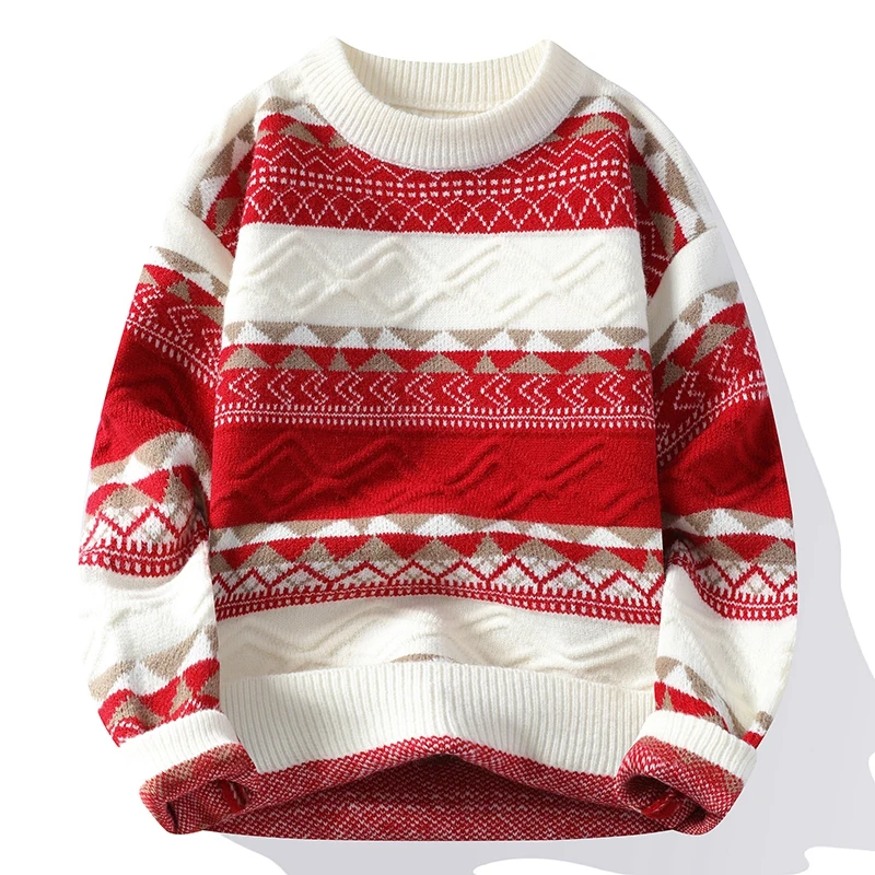 thumbnail image 1 of Suéter de cachemira de lujo de alta gama para otoño e invierno, suéteres coreanos Harajuku para hombre, suéteres gruesos y cálidos para Navidad para hombre, 1 of 4