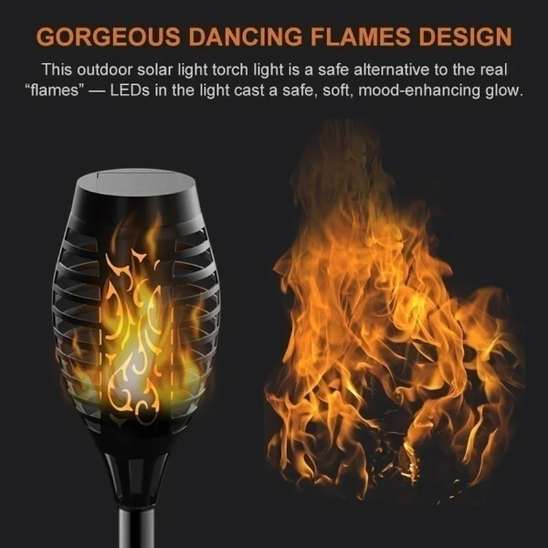 12/33/51LEDS Solar Flame Torch Light Flickering Light Waterproof Garden Decoration Outdoor Lawn Path Yard Patio Floor Lamp