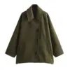 UNIZERA-Short Blended Coat for Women, Casual Polo Neck, Personalized Top, Cloak Sleeve, Winter, New 4