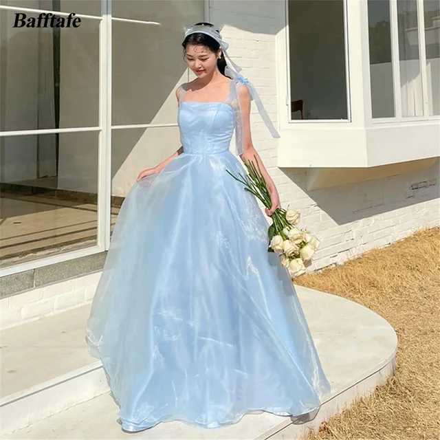 Bafftafe Sky Blue A Line Organza Evening Dresses: The Perfect Choice for a Prom Night