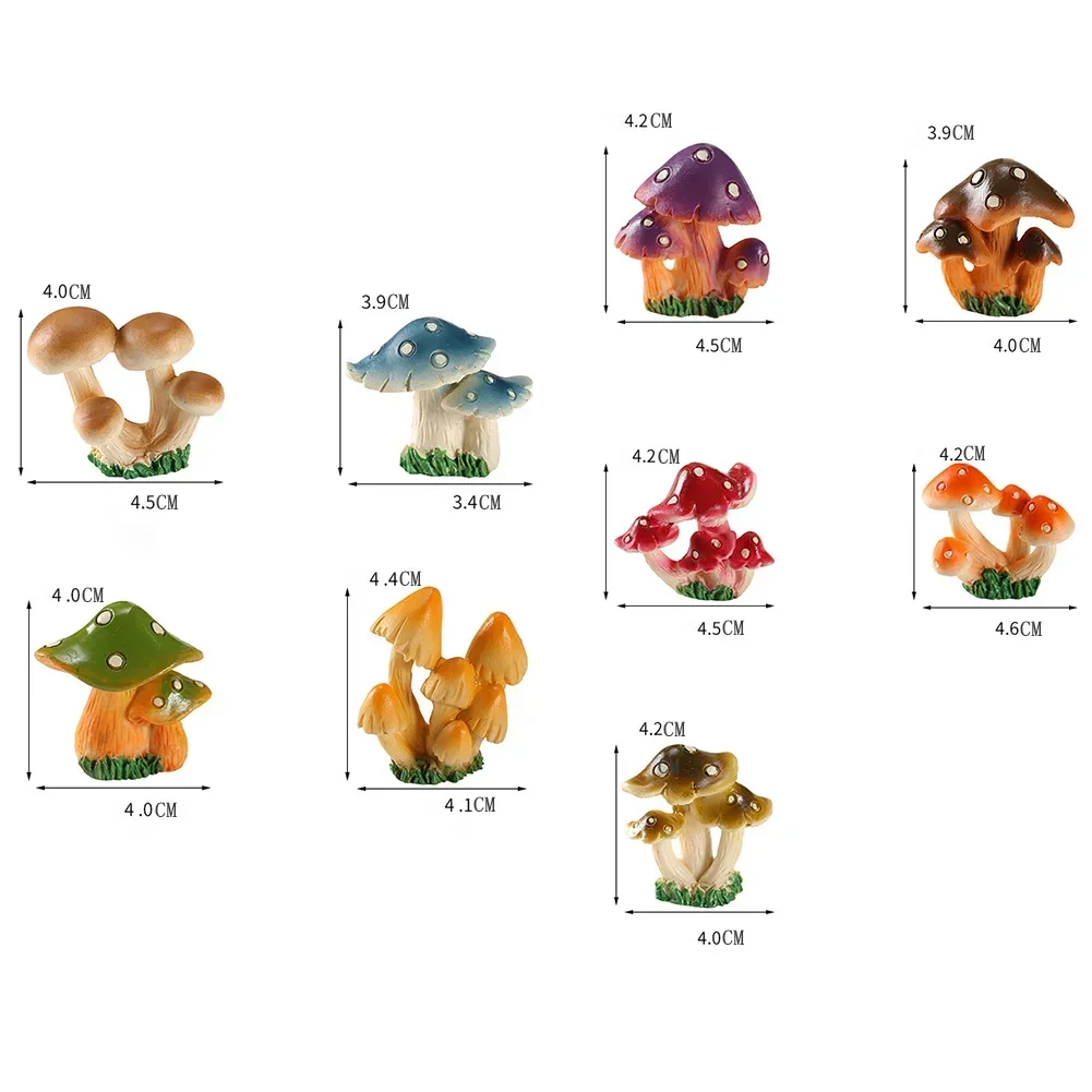 2023 Simulation Mushroom Resin Small Mushroom Statue Large Garden Mushroom Decorative Desktop Decoration Micro Landscape