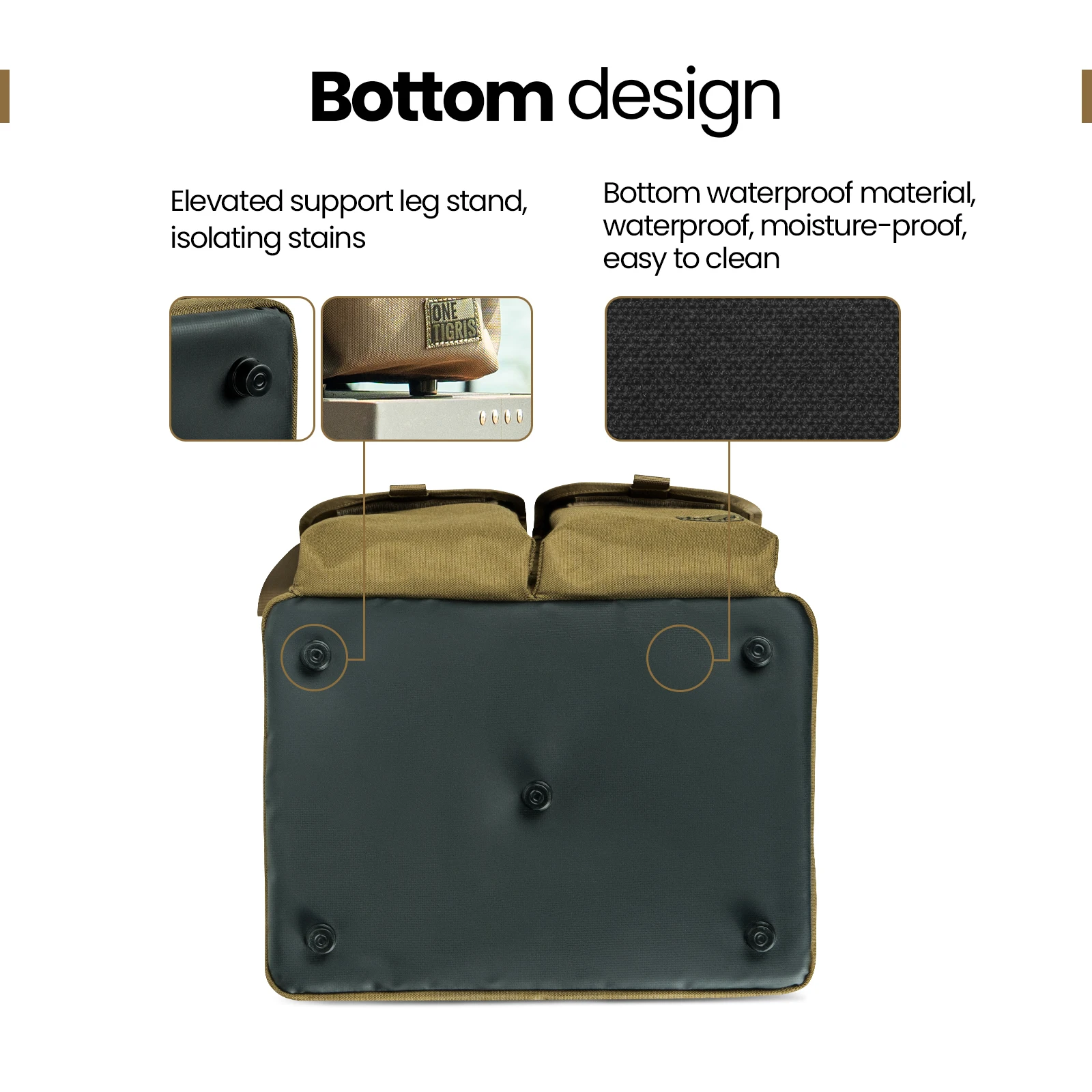 Zaino Porta Legna In Tela Impermeabile 109x45 Cm, Borsa Portatile Con Manico Per Campeggio E Camino, Colore Cachi