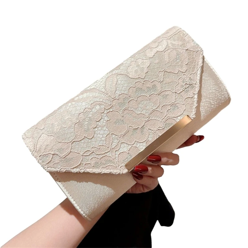 

Delicate Lace Overlay Evening Handbag Fashionable Lace Evening Bag Add Sophistication to Your Look for Special Occasions