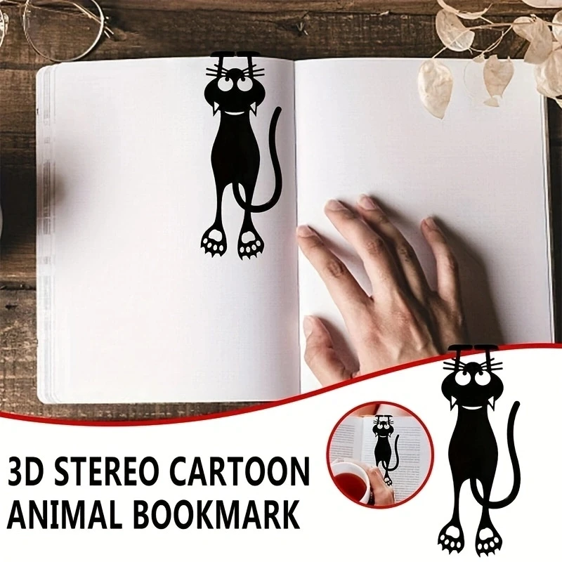 3D Lovely Cat Animal Bookmark Stereo Kawaii Cartoon Wacky Bookmark 2Pcs Student Gift animal bookmark,bookmarks stationery supplies