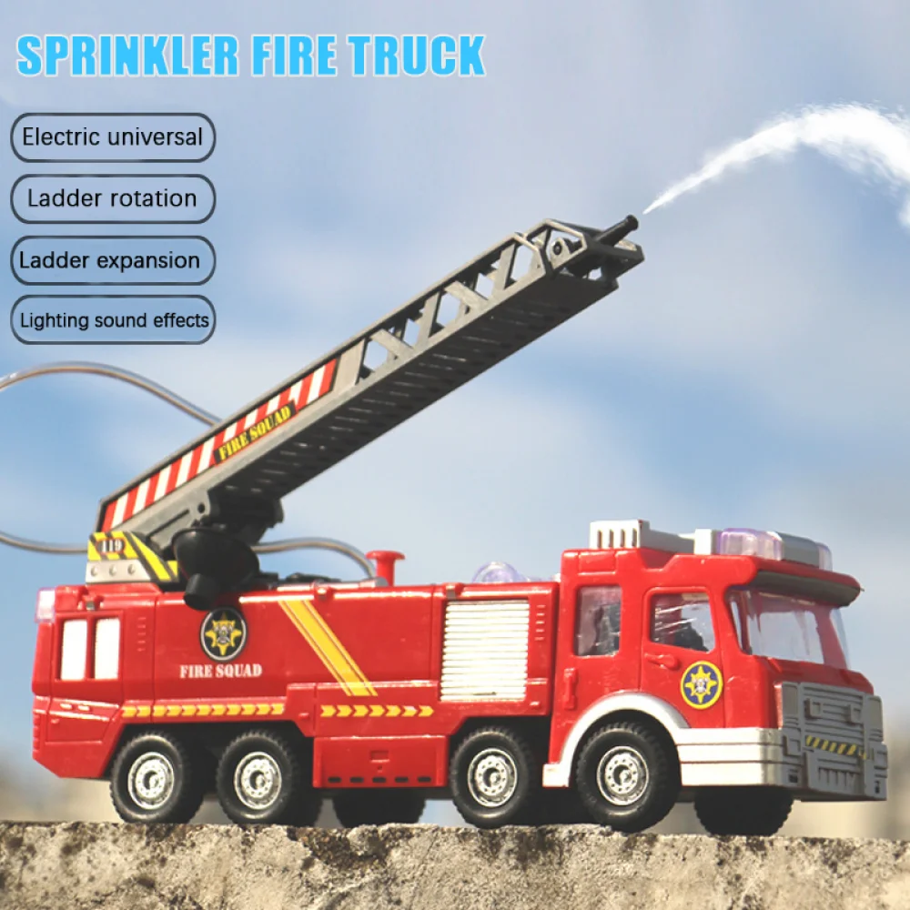 Electric Firetruck Kids Toy Spray Water Fire Engine Engineer Vehicle with Music and Light Simulated Model Car Children Gift 1 50 fire truck firefighter sprinkler toy diecast simulation alloy truck water spray with light music rescue car children s toy