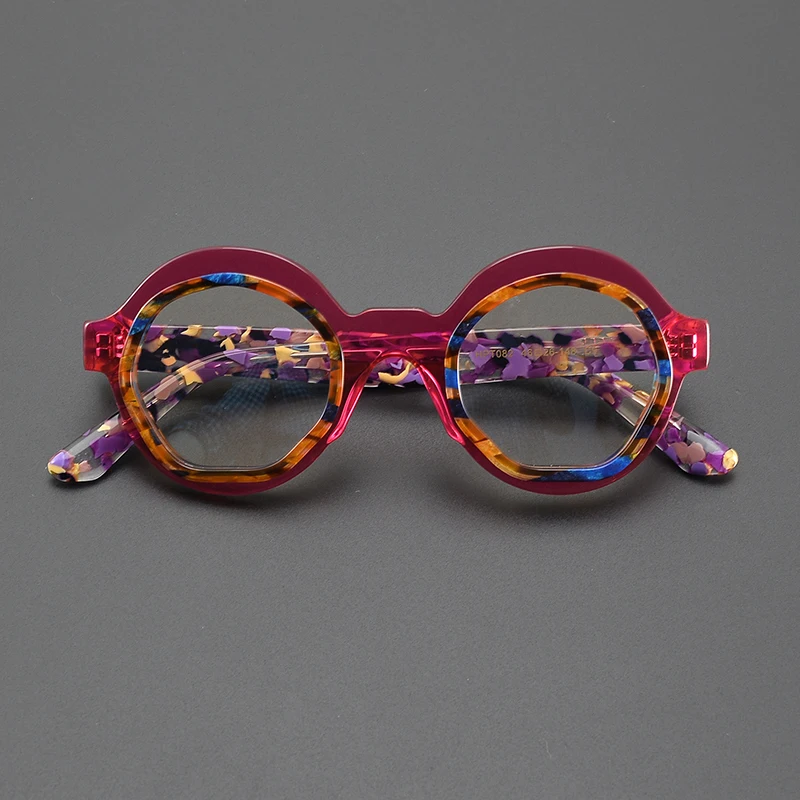 

Niche literary color matching personality round glasses frame retro design fashion luxury brand optical prescription myopia glas