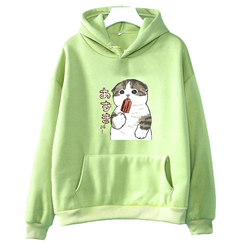 

Funny Cat Hoodie Cute Kitty Graphic Sweatwear Women Cartoon Hoody Autumn Winter Fleece Sweatshirt Aesthetic Clothes Regular Fit
