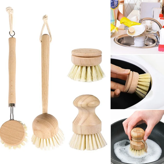 1x Natural Palm Brush for Washing Up Dish Kitchen Pan Pot Scrubber Cleaning  Tool
