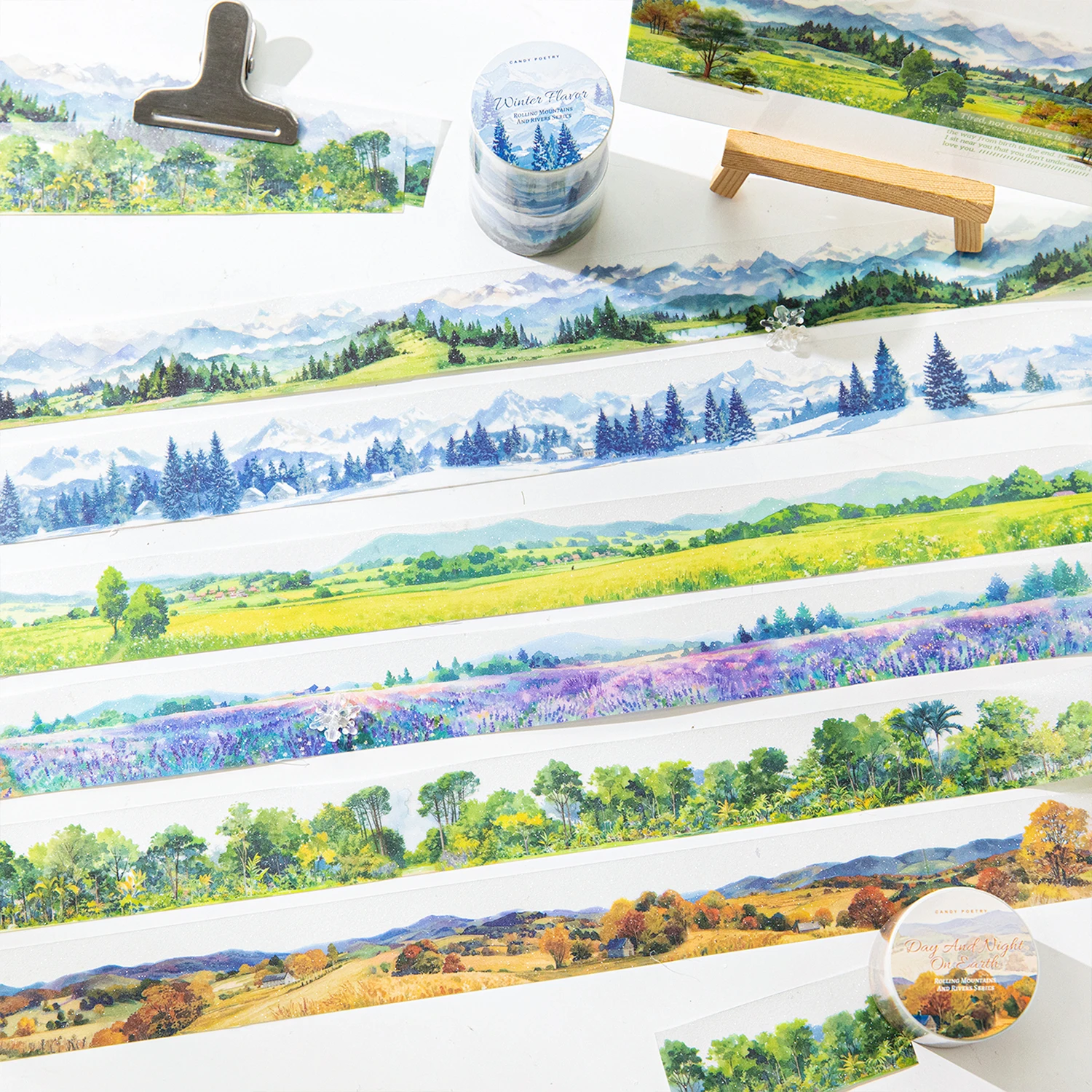 Mr. Pape, 200cm/roll, forest mountains and rivers PET tape landscape stickers DIY scrapbook diary decoration stationery stickers 2