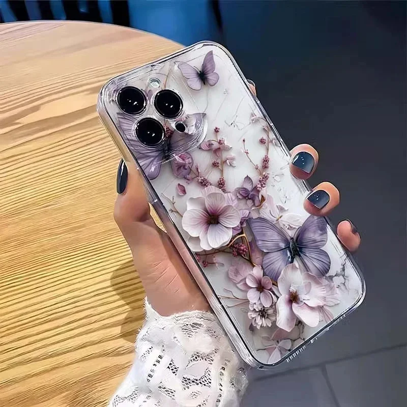 Butterfly Floral Clear Phone Case Cover