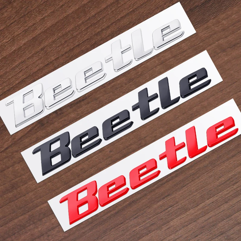 3D Metal Logo Sticker Beetle Emblem Badge Chrome Black Red Letter Decal Per Volkswagen Vw Beetle Accessori Per La Decorazione Del Bagagliaio Posterior
