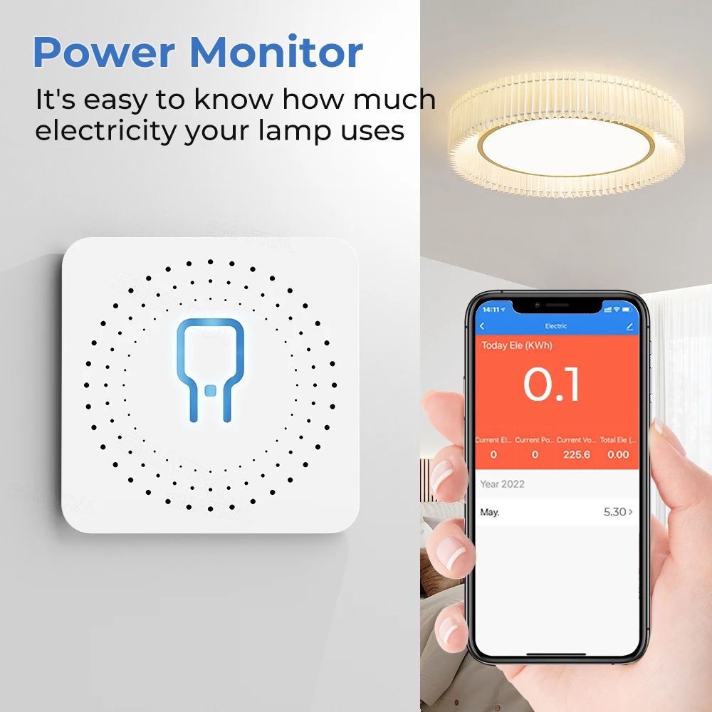 Smart switch module Tuya ZigBee WiFi Smart Switch Module with Power Monitor Smart Home 2-Way Control 16A Mini Breaker Voice for Alexa Google Alice