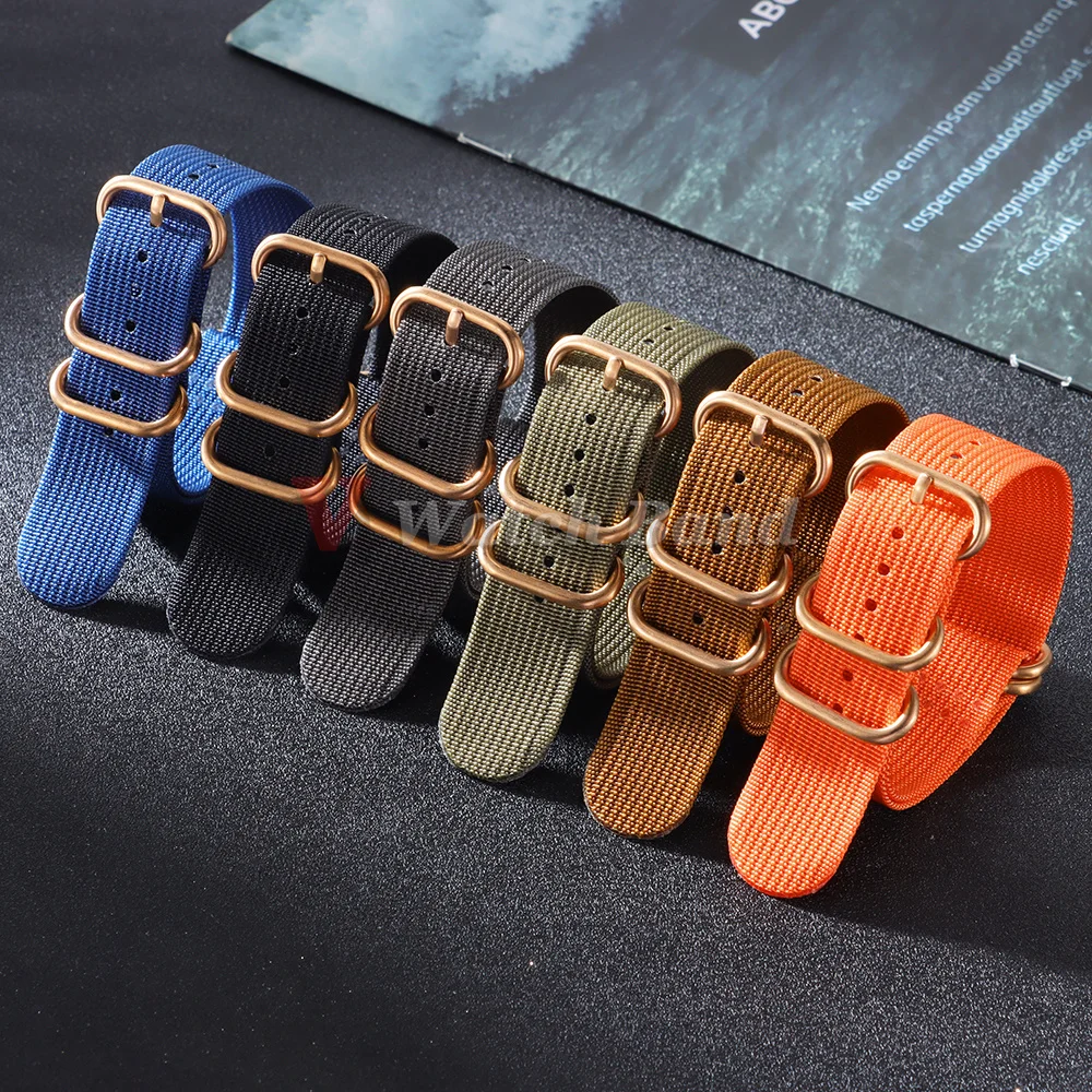 Elegant Rose Gold Buckle Fabric Watchband – Woven Nylon Strap