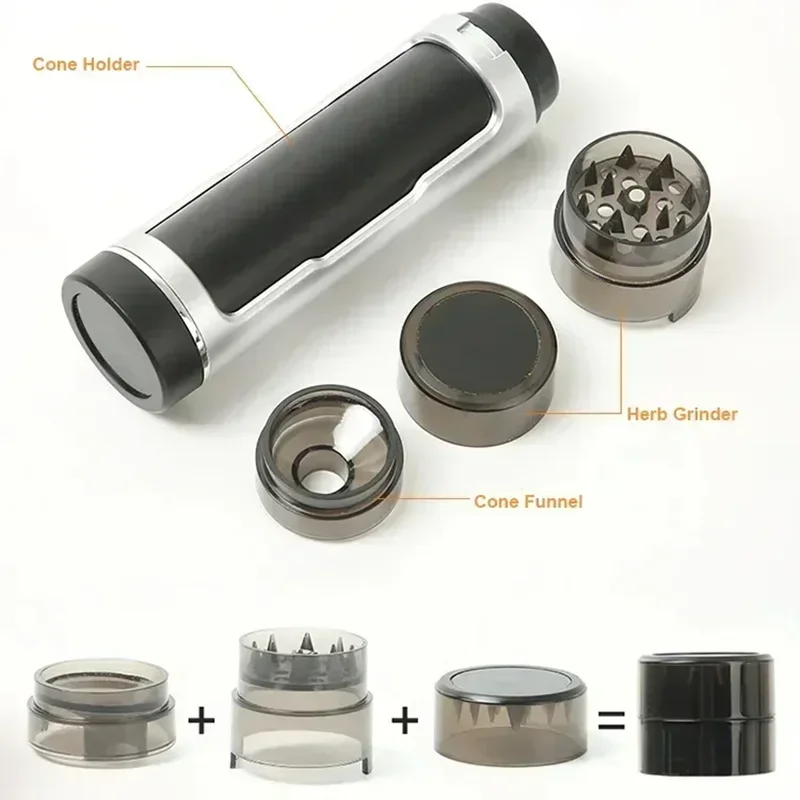 3 In 1 Portable Cigarettes Case with Filling Horn Tube Function Manual Tobacco Grinder Crusher Smoking Accessories herb grinder,tobacco grinder,tobacco smoking accessories,smoking accessories