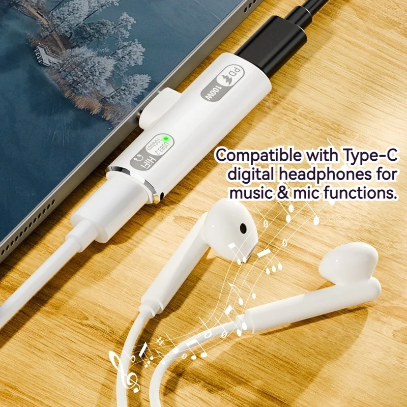 2IN1 USB 타입 C 어댑터 PD100W 고속 충전 10Gbps OTG USB-C 3.5MM 이어폰 컨버터 맥북 폰 태블릿용