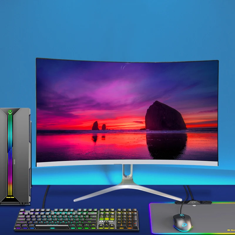 2427 дюймовый изогнутый монитор MUCAI, 75 Гц, настольный ПК, ЖК-дисплей FHD, Компьютерный дисплей, игровой экран MVA, Светодиодная панель 1080P, HDMI-Совме...