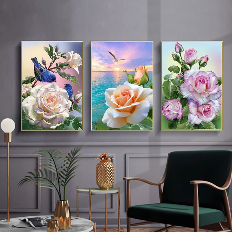 Diamond Painting 5D DIY Bouquet Full Round Diamond Embroidery Rhinestone Mosaic Handicraft Home Decor Gift