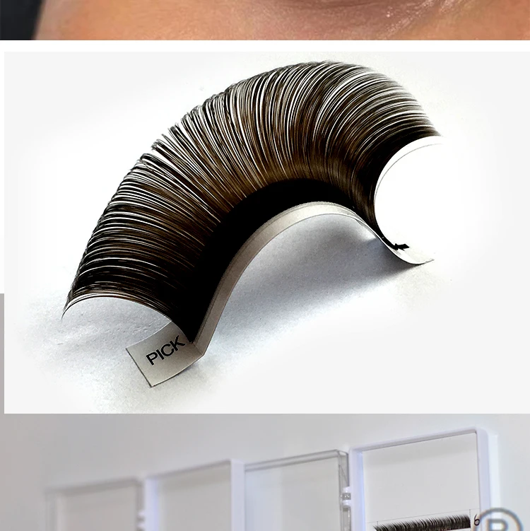 Vegane 12-Linien Weiche Nicht-Kinkige Wimpernverlängerung Zubehör Maßgefertigt 0,07mm 0,05mm C CC D DD LC M Curl Farbige Schwarze Braune Wimpern – Detail 4