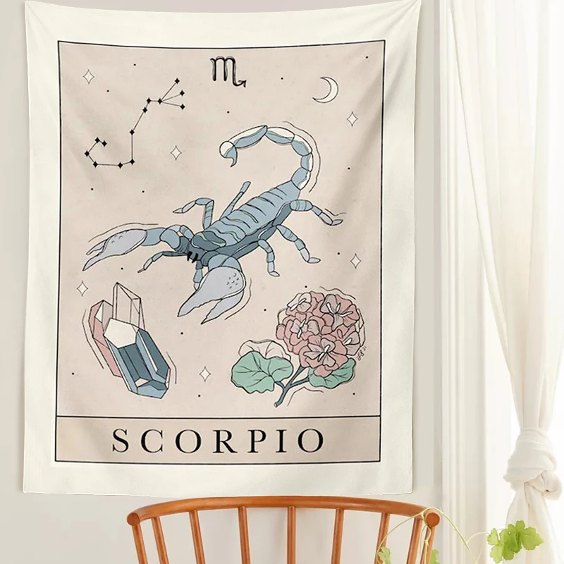 Tapestry Decorations 12 Constellation Tapestry Stars Sun Tarot Wall Hanging Hippie Celestial Boho Trippy Divination Beach Mat Home Wall Decor