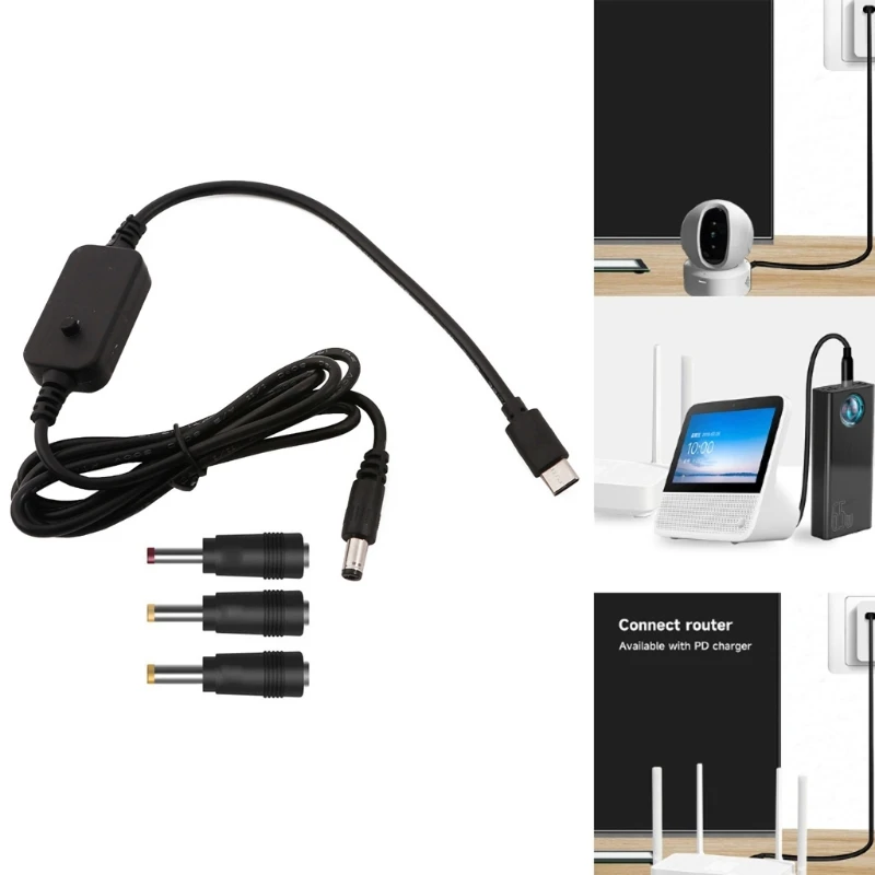 

Тип C USB C до 2,5x0,7 мм, 3,5x1,35 мм, 4,0x1,7 мм, 5,5x2,1 мм 5 В 9 В 12 В 15 В 20 В Кабель питания с регулировкой напряжения