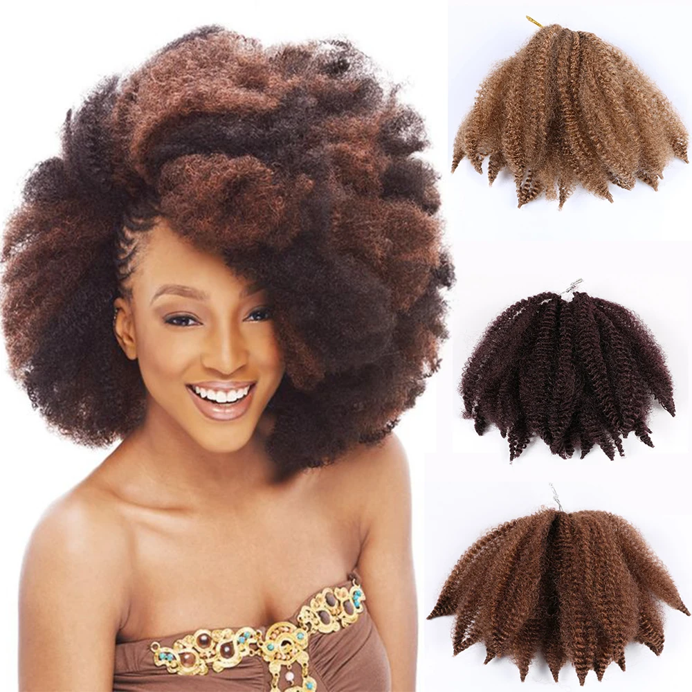 

Short Soft Afro Kinky Curly Hair Short 8inch Marley Hair Braids Synthetic Colored Crochet Braiding Hair Extensions For Women