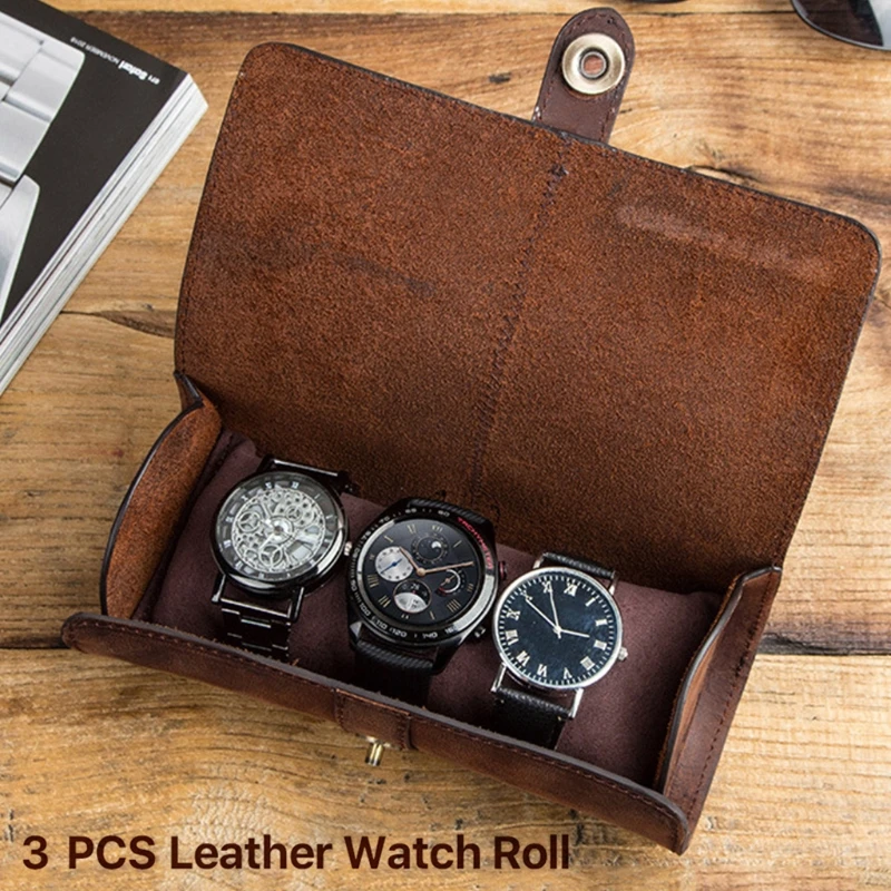 Luxury Watch Roll Box 3 Slots Leather Watch Case Holder For Men Women  Watches Organizer Display Jewelry Bracelet Gift Storage - Watch Boxes -  AliExpress