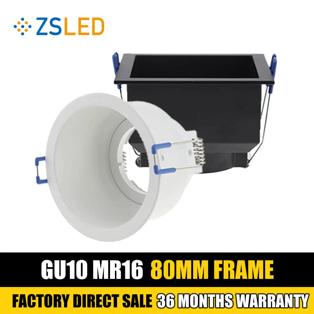

New Design GU10 MR16 Aluminum No Adjustable Recessed Spot LED Downlight Frame Housing Spot Light Fixture Trims Holder Fittings
