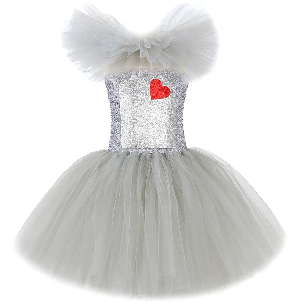 Gray Tin Man Halloween Costumes for Girls Scarecrow Tutu Dress for Kids Birthday Party Outfit Children Storybook Fancy Clothes