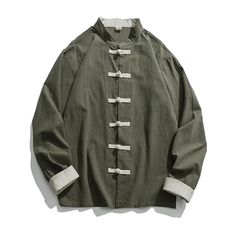 남성용 리넨 한푸 상의 긴팔 당나라 정장, 쿵푸 셔츠, 가디건 코트, M-5XL 기모노 재킷, 중국 전통 의상, 2020 신상