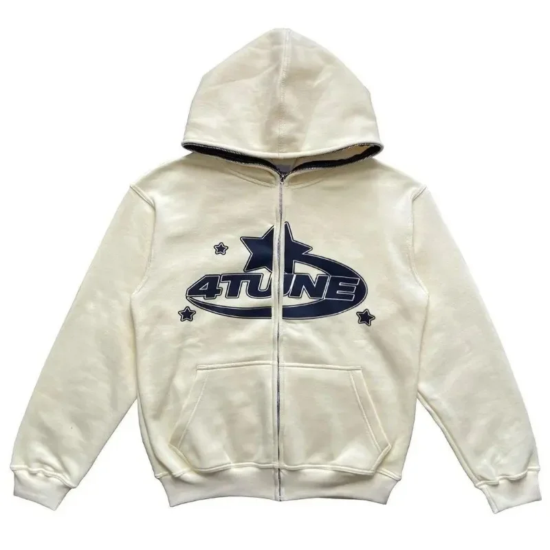 Felpa Uomo Zip Up Oversize Y2K Vintage Grunge - Giacca Con Cappuccio Harajuku, Teschio Scheletro, Bianco, Taglie S-5XL