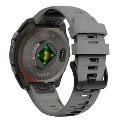 Versatile Silicone Watch Band for Fenix8 - QuickFit Strap Bracelet (Dark Gray)