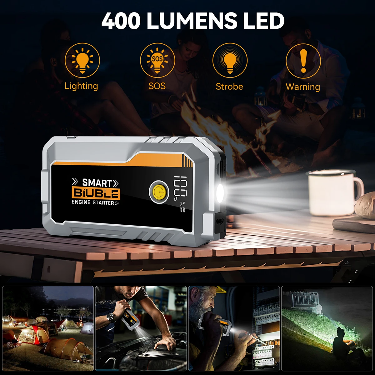 Car Battery Starter, 5000A Peak 12V Car Auto Start Power Bank with LED Flashlight (up to 10L petrol or 8.0L diesel engine)