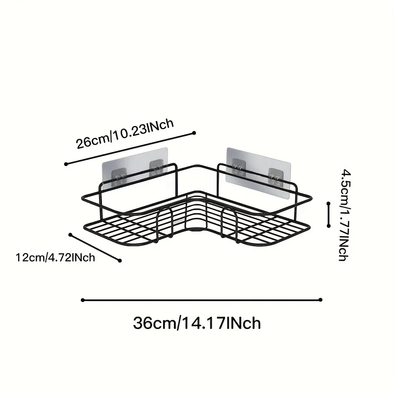 2Bathroom Shelf Shower Shelf Shampoo Storage Kitchen Spice Corner No Punch Wall-Mounted Bathroom Accessories