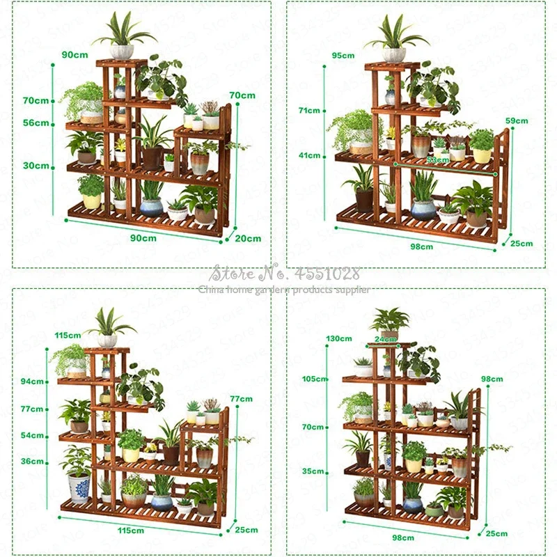 Last One Wood Flower Rack Plant Stand Shelves Bonsai Display Shelf Indoor Yard Garden Patio Balcony Flower Stands Plant Shelves