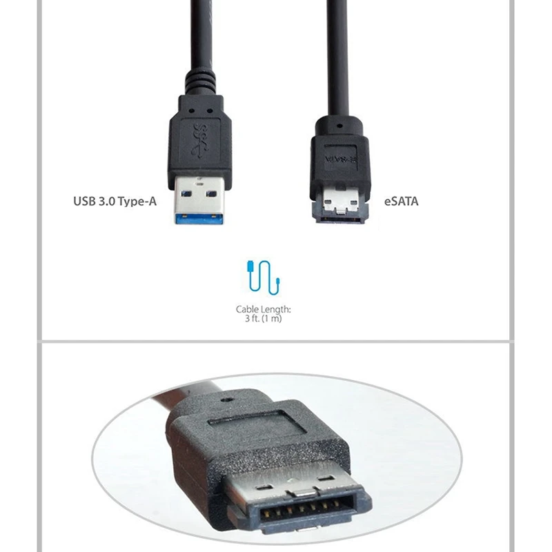 Power Over ESATA DC 5V Power To USB 3.0 Adapter USB3.0 To HDD/SSD/ODD ESATA Power Converter Cable 1M